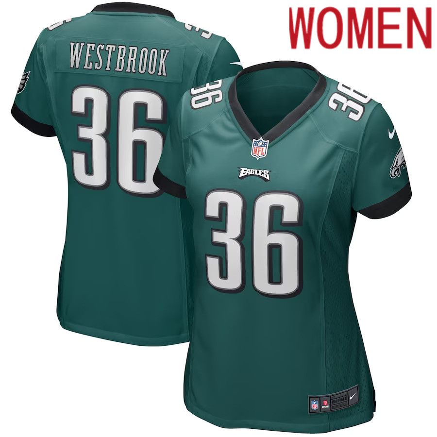 Women Philadelphia Eagles 36 Brian Westbrook Nike Midnight Green Game Retired Player NFL Jersey